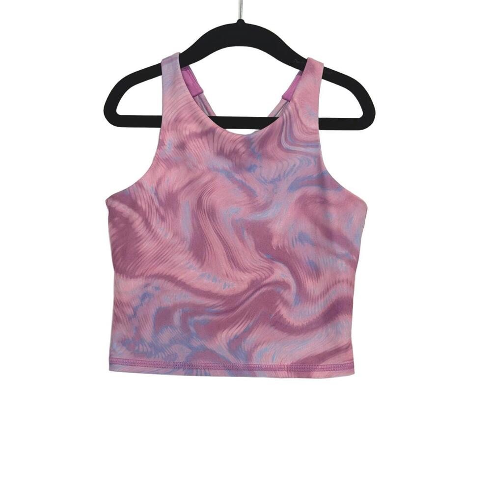 All In Motion Girls Crop Tank Top Purple Pink Marble Swirl Print Size S (6/7)